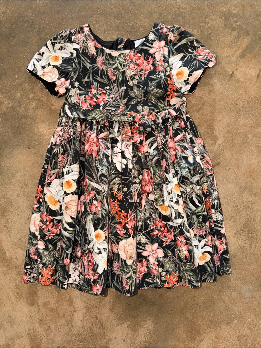 Edgehill Collection Girls Size 5 Black Floral Cotton Cottagecore Dress